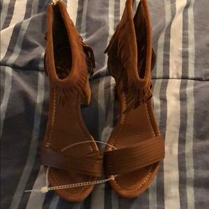 Brown Fringe Heels